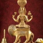 Pure Brass Pratyangira Devi Bhadrakali Statue - 19" Antique Tone | Fierce Divinity | Intricately Crafted | Powerful Protection | Narasimhi Simhamukhi Atharvana